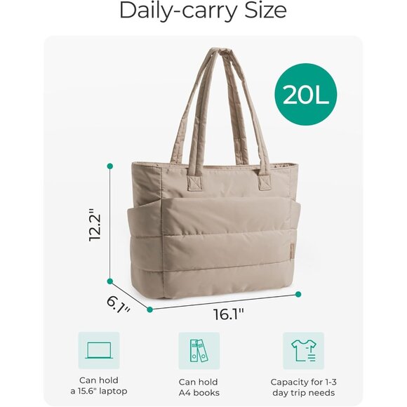 Ultra-Light Puffer Tote for Women - Versatile Handbag for Work & Travel - Picture 2 of 6